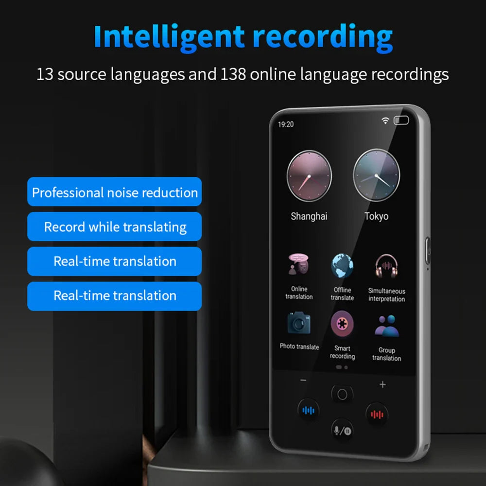 S85 Pro Language Translator Device – 138 Languages, 4-Inch Screen, Offline Voice & Video Translation, 8GB Storage, 2000mAh Battery