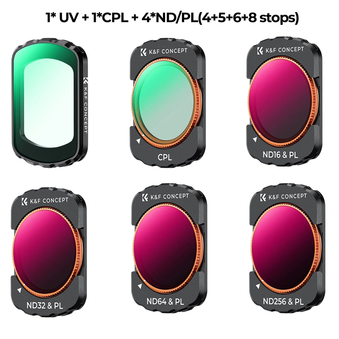 K&F Concept Filter Set for DJI Osmo Pocket 3 – UV, CPL, ND/PL, Black Mist, Star & 1.2X Wide-Angle Lens Effects