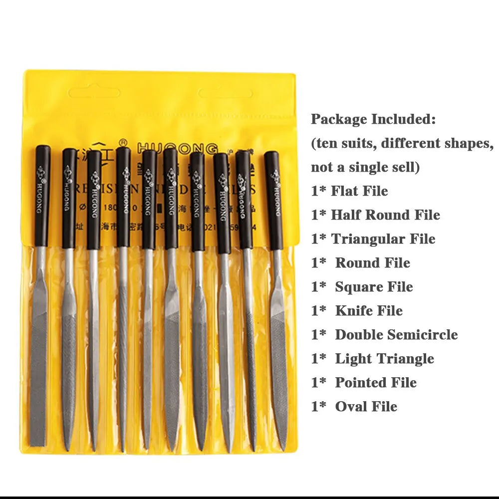 10pcs Diamond Mini Needle Files - 140mm Small Steel Files for DIY Woodworking, Metal, Glass, Stone, and Jewelry Polishing