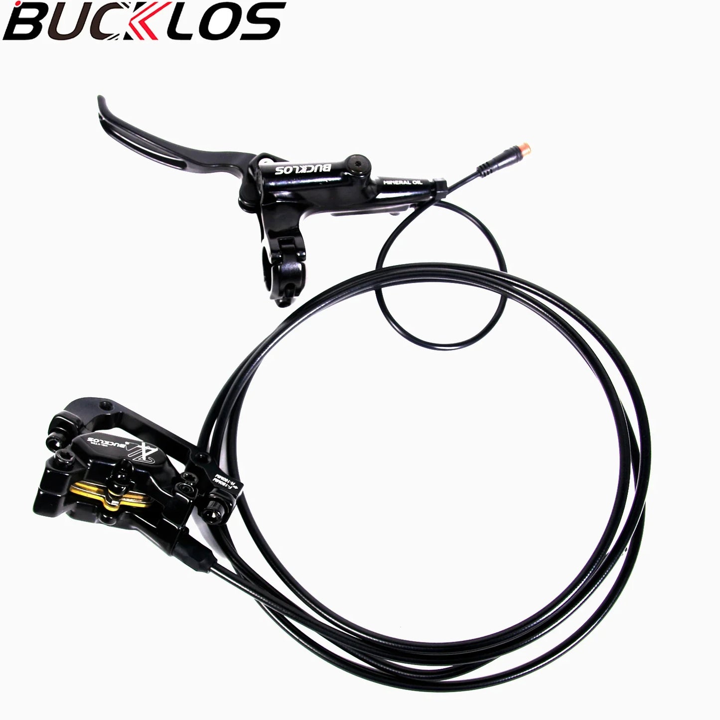 BUCKLOS HD-E735 E-Bike Hydraulic Brake – 4-Piston 1150mm/1950mm Power-Off Brake for MTB, Scooter & Bicycle Parts