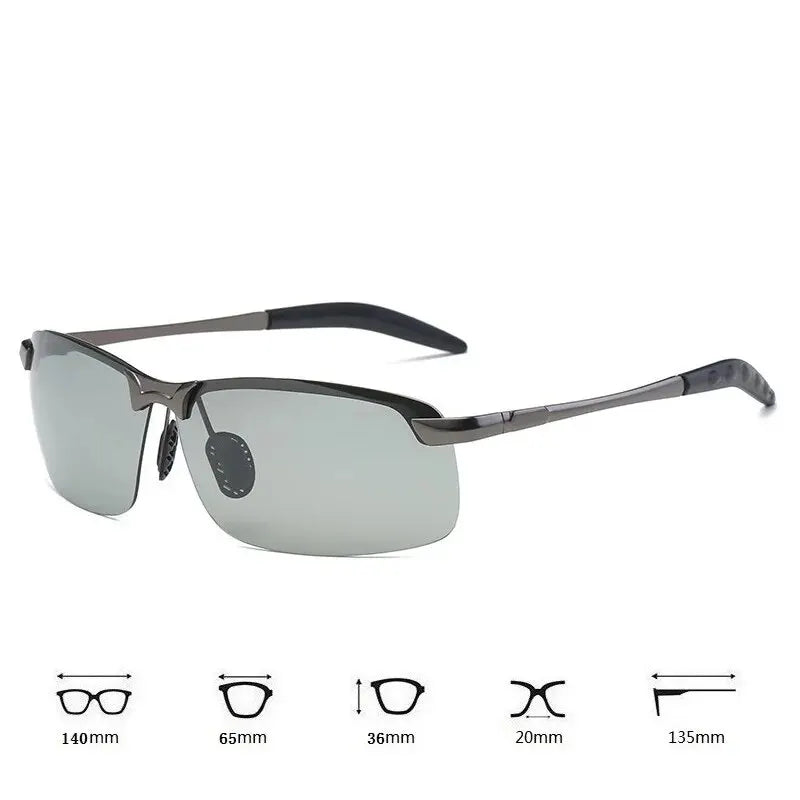 Men's Photochromic Polarized Sunglasses - Driving, Fishing Chameleon Glasses - Day/Night Vision UV400 Eyewear
