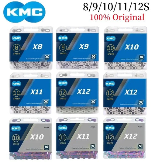 KMC X8 X9 X10 X11 X12 Bicycle Chain – 8v, 9v, 10v, 11v, 12v, 118L/126L, Road/MTB Chain with Quick-Link for SHIMANO SRAM Crankset