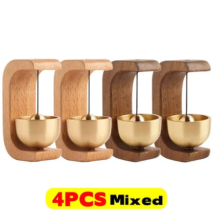 Wireless Doorbell with Solid Wooden Design - Magnetic Brass Wind Chimes, Jingle Bell Pendant for Entrance & Home Decor