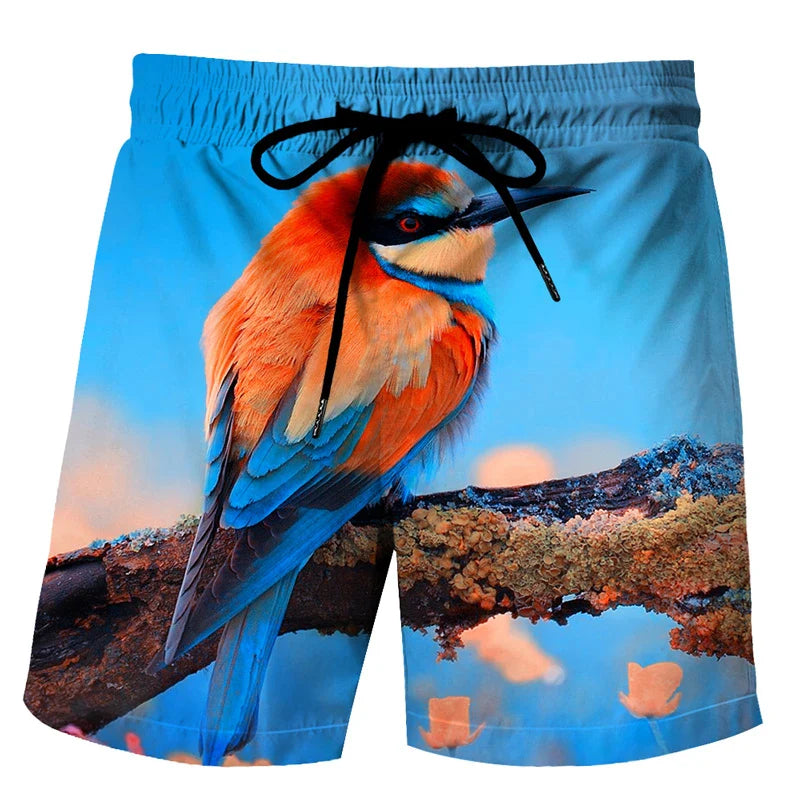 Funny Duck Graphic Men’s Beach Shorts – 3D Animal Print Board Shorts for Swim, Gym & Sports