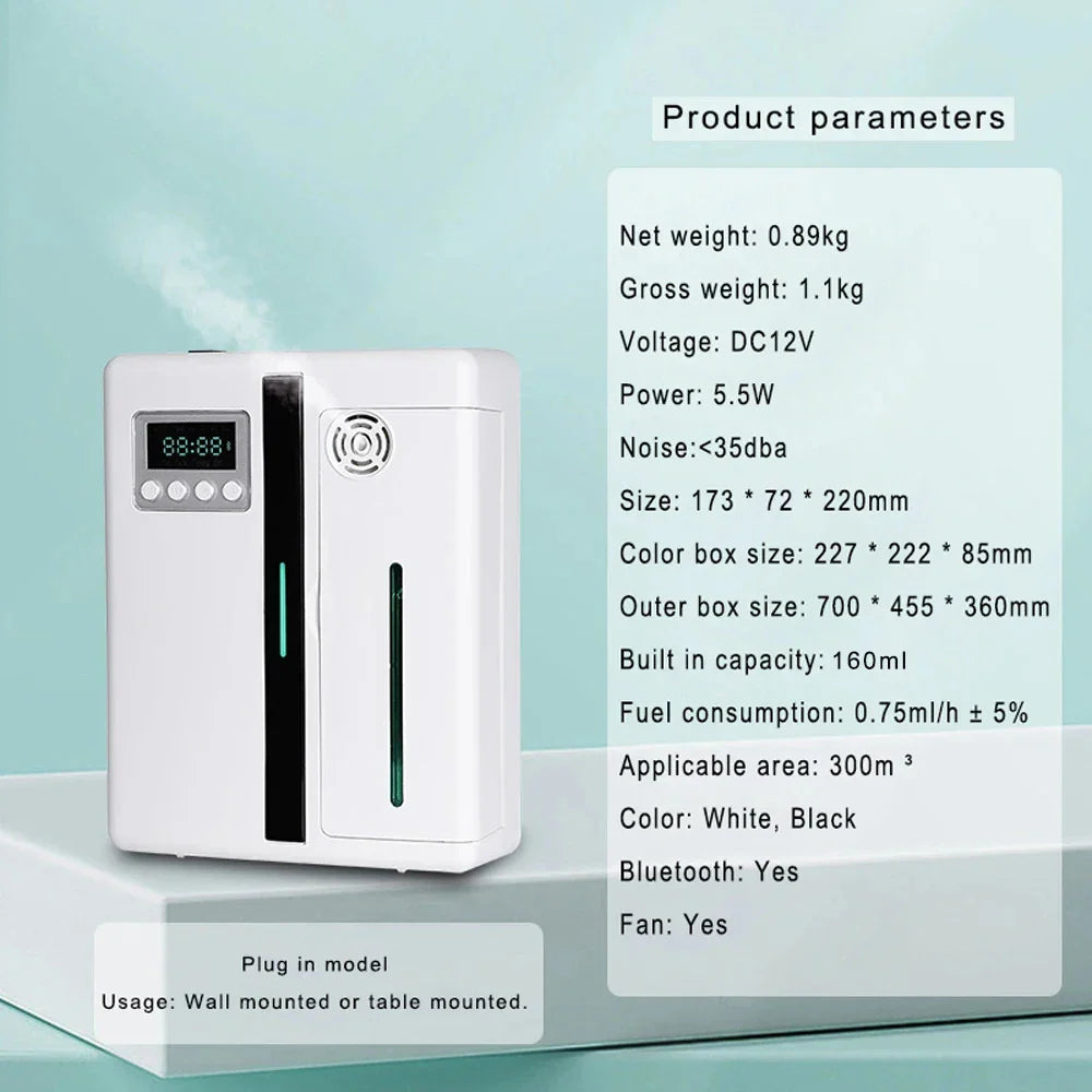160ML Wall-Mounted Aroma Diffuser - Scent Machine with Fan for Hotel Lobby & Large Area Fragrance