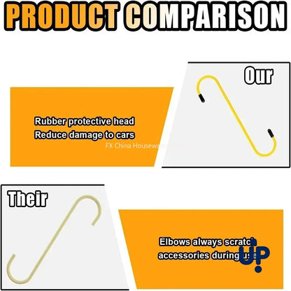 S-Shaped Brake Caliper Hanger Hooks - Universal Auto Tool with Rubber Tips for Brake Pad Replacement