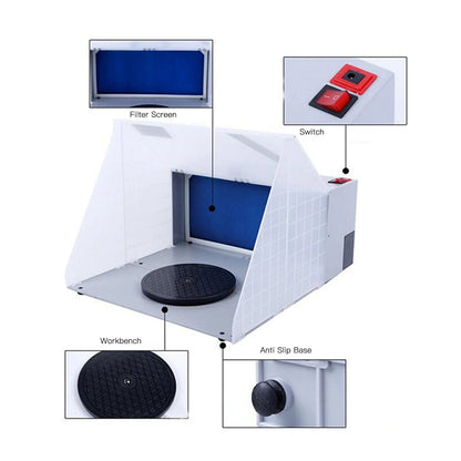 Portable Airbrush Spray Booth with LED Light Professional Painting Station for Cake Decorating Nails T-Shirts Crafts Dust-Free Spray Booth