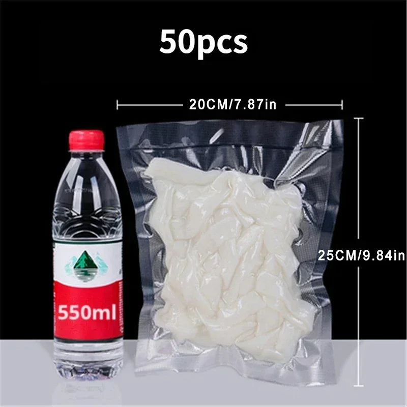 50pcs BPA-Free Reusable Vacuum Sealer Bags - Food Preservation Plastic Sealing Bags for Household Use