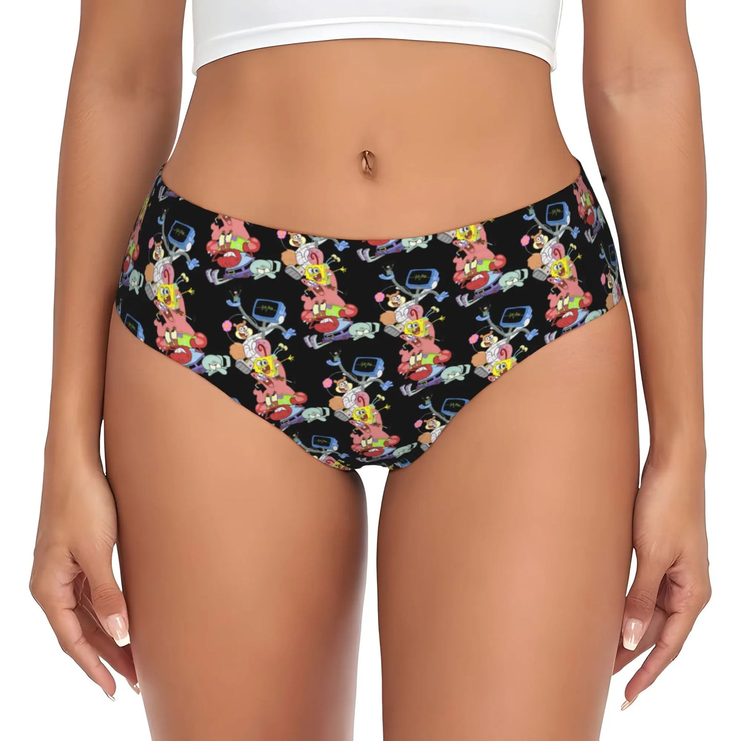 Women’s Anime Graphic Brief Panties - Soft Cartoon Print Underwear