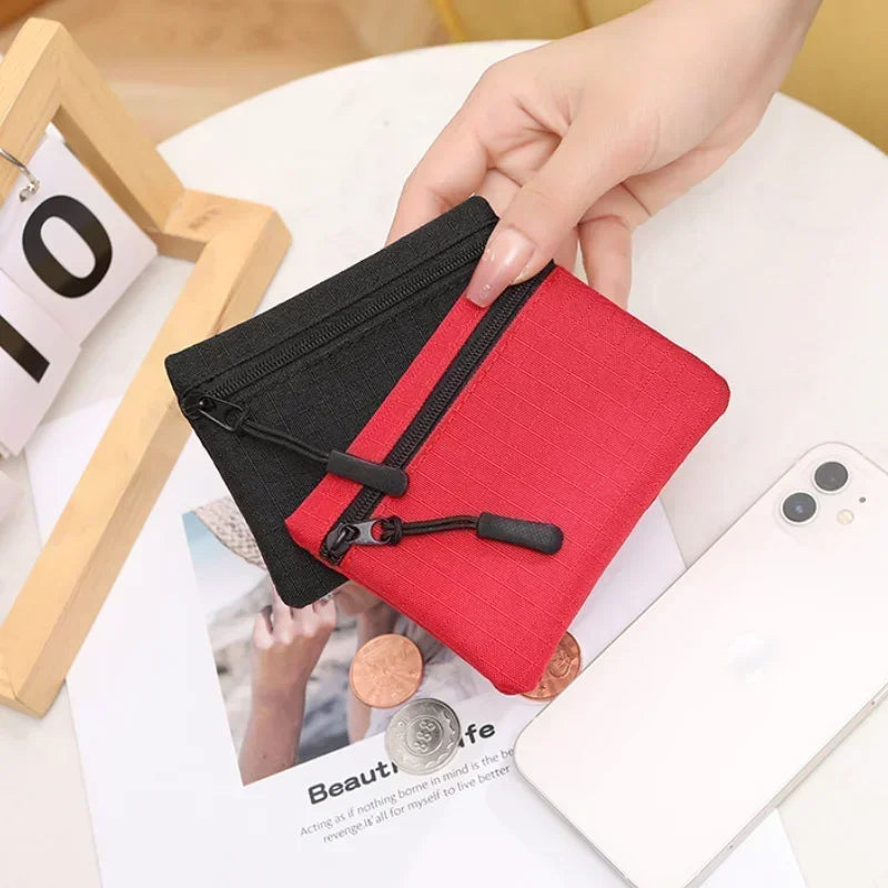 Canvas Mini Coin Purse with Zipper – Cute Solid Color Key & Money Pouch for Kids, Women & Men