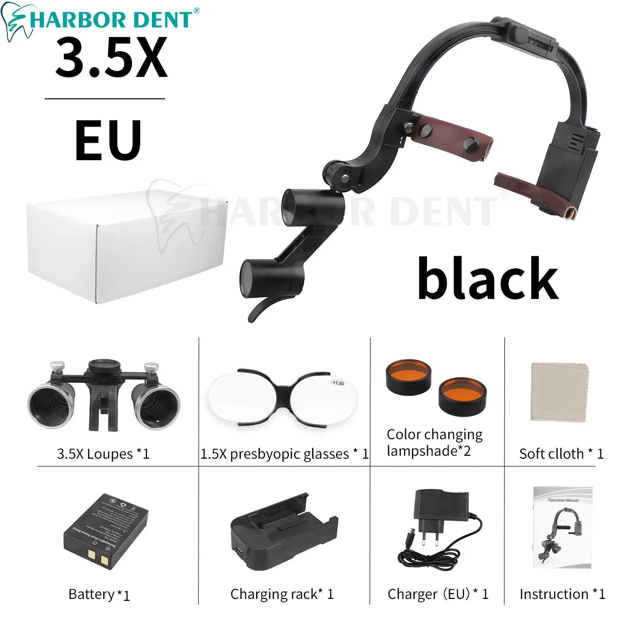 Dental Loupes LED Headlight – 2.5X/3.5X Magnification Binocular Surgical Magnifier with Comfortable Headband
