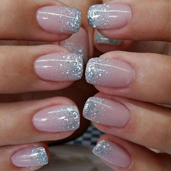 24Pcs Square Press On Nails - Nude White Gradient French False Nail Tips with Full Cover Short Design