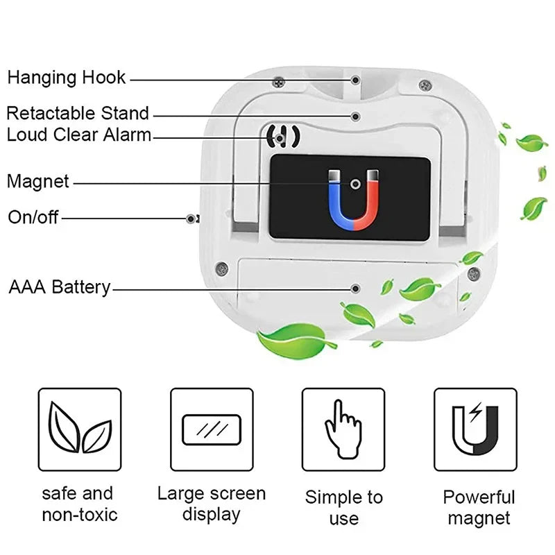 LCD Digital Kitchen Timer | Magnetic Cooking Countdown and Up Timer with Loud Alarm | Stonego Home Kitchen Accessory