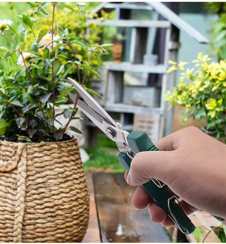 Straight-Head Pruning Shears - Stainless Steel Garden Scissors with Non-Slip Handle