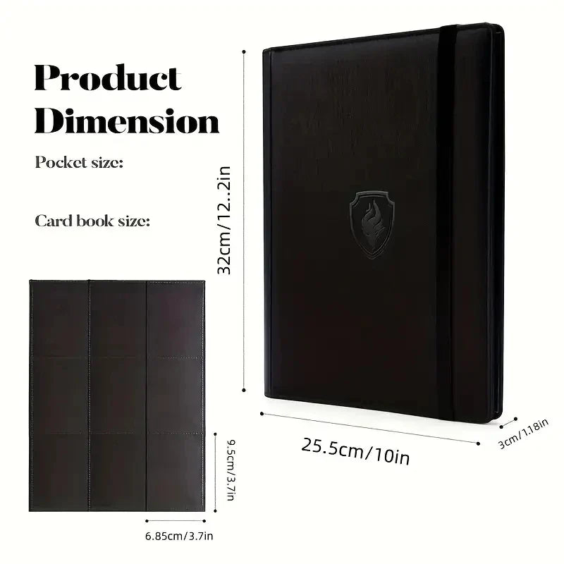 9-Pocket Trading Card Binder — Premium PU Cover Zip Card Holder Book, Durable Side-Loading Card Organizer