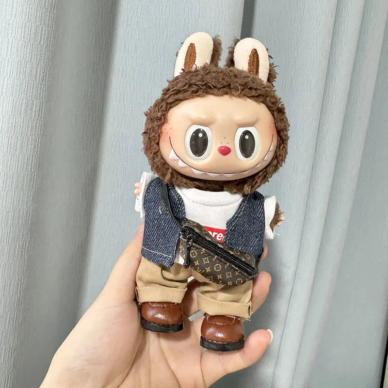 17cm Lovely Labubu Doll Clothes - First & Second Generation Supreme Clothing Set, Multi-Color Outfits