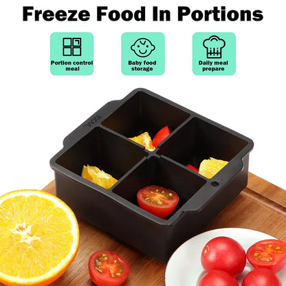 Silicone Large Ice Cube Molds – 2-Inch Big Ice Trays with Removable Lid, BPA-Free, Flexible & Stackable