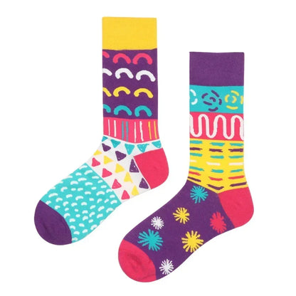 WY_New Asymmetrical Couples Mandarin Ducks Cotton Socks – Fashion Sports Colorful Medium & High Sleeve Unisex Crew Socks, Trendy Couple Gift Socks