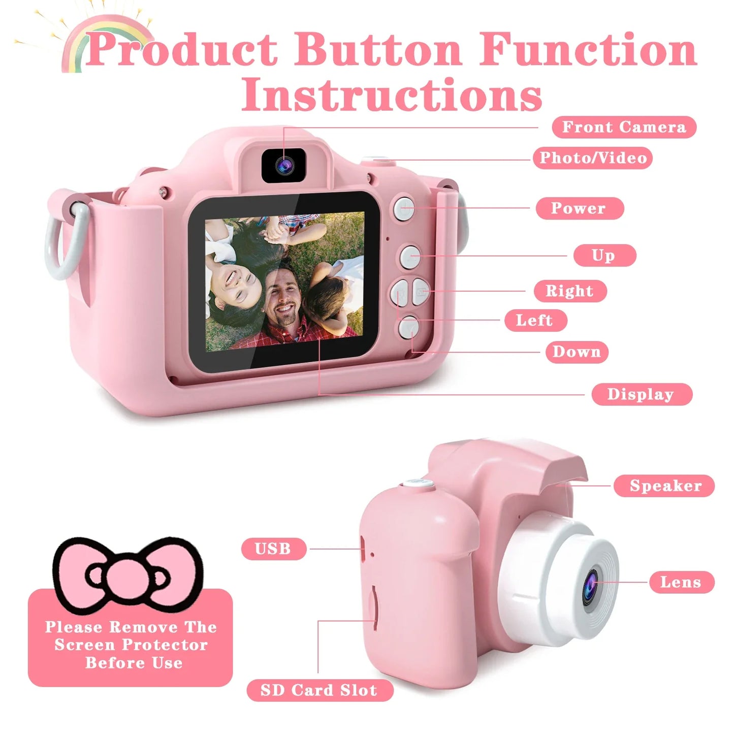 1080P HD Kids Digital Camera — Toddler Video Camera with 2.0-inch Screen & Silicone Case