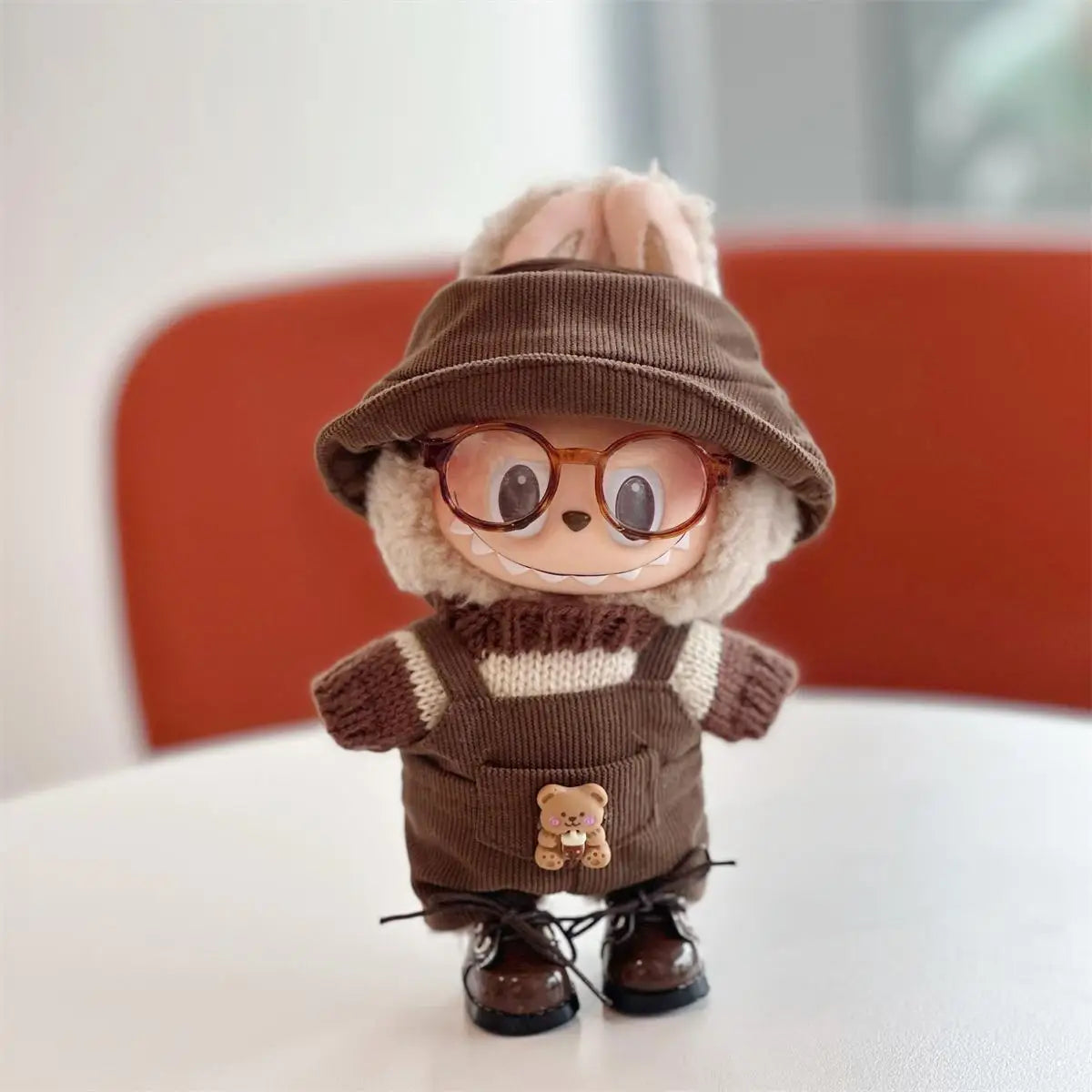 17cm Labubu Plush Doll Clothes – Macaron Outfit, Hair Accessories, DIY Clothing for V1 V2 Dolls & Kids Gift