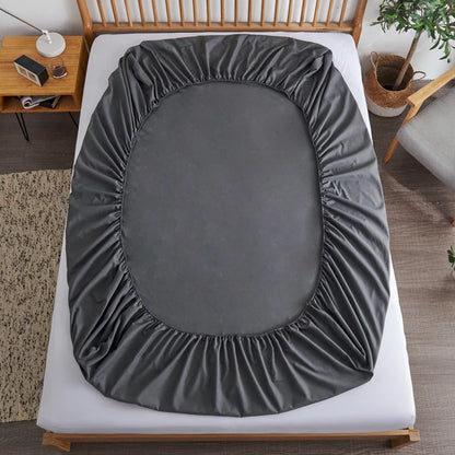 Cotton Fitted Sheet - Non Slip Elastic Band Mattress Cover for Single, Double, King & Queen Beds