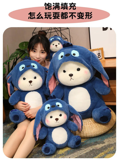 30cm Cute Bear-to-Disney Stitch Plush Toy – Soft Stuffed Cartoon Animal Doll, Perfect Birthday & Christmas Gift