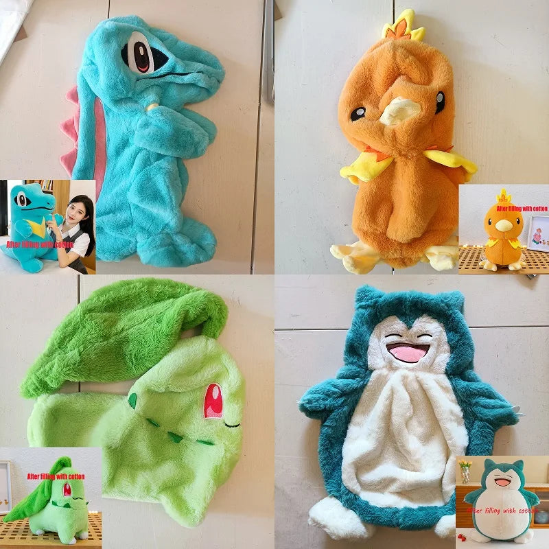 Pokémon Snorlax & Totodile Plush Toys - Chikorita and Torchic Cartoon Dolls