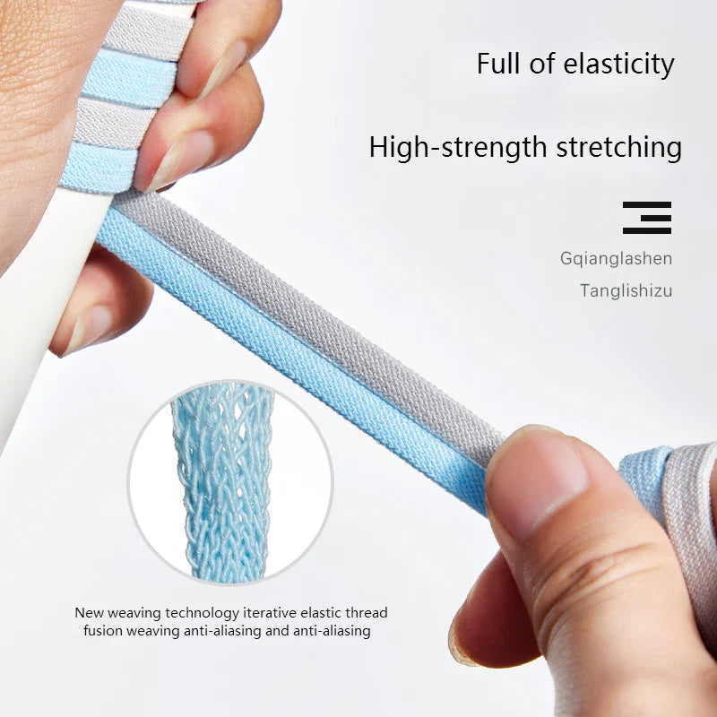 No-Tie 8MM Flat Elastic Shoelaces – Quick Sneakers Laces for Kids & Adults, Shoe Accessories