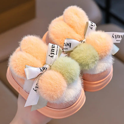 Kids Cotton Winter Slippers - Cartoon Non-Slip Indoor House Shoes with Heel Cover