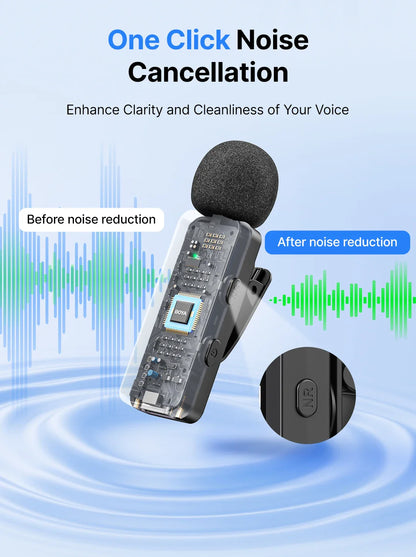 BOYA BY-V3 Wireless Lavalier Lapel Microphone – Noise-Cancelling Rechargeable Mic for iPhone, Android, Camera & Vlogging