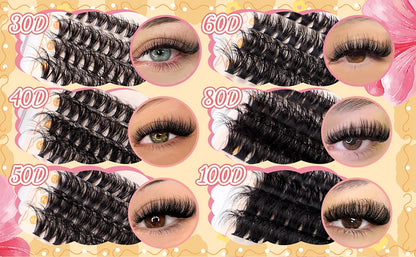 Individual Cluster Lashes – 20-100D Natural Look DIY Eyelash Extensions, 280pcs Mixed Tray Volume Lashes