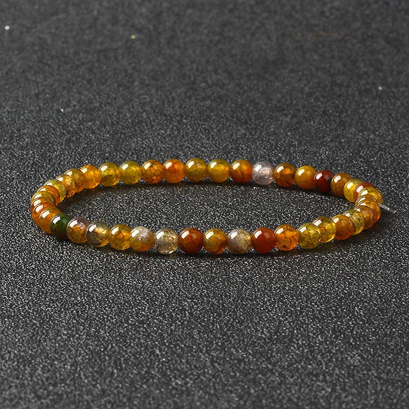 4mm Natural Stone Bead Stretch Bracelet for Men & Women – Agate Lava Handmade Reiki Crystal Jewelry