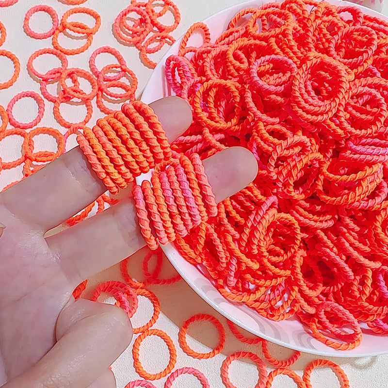 [100 Pack] Baby Rubber Bands - High Elastic, Seamless Thumb Rings for Toddlers, Gentle on Hair Scrunchies Set