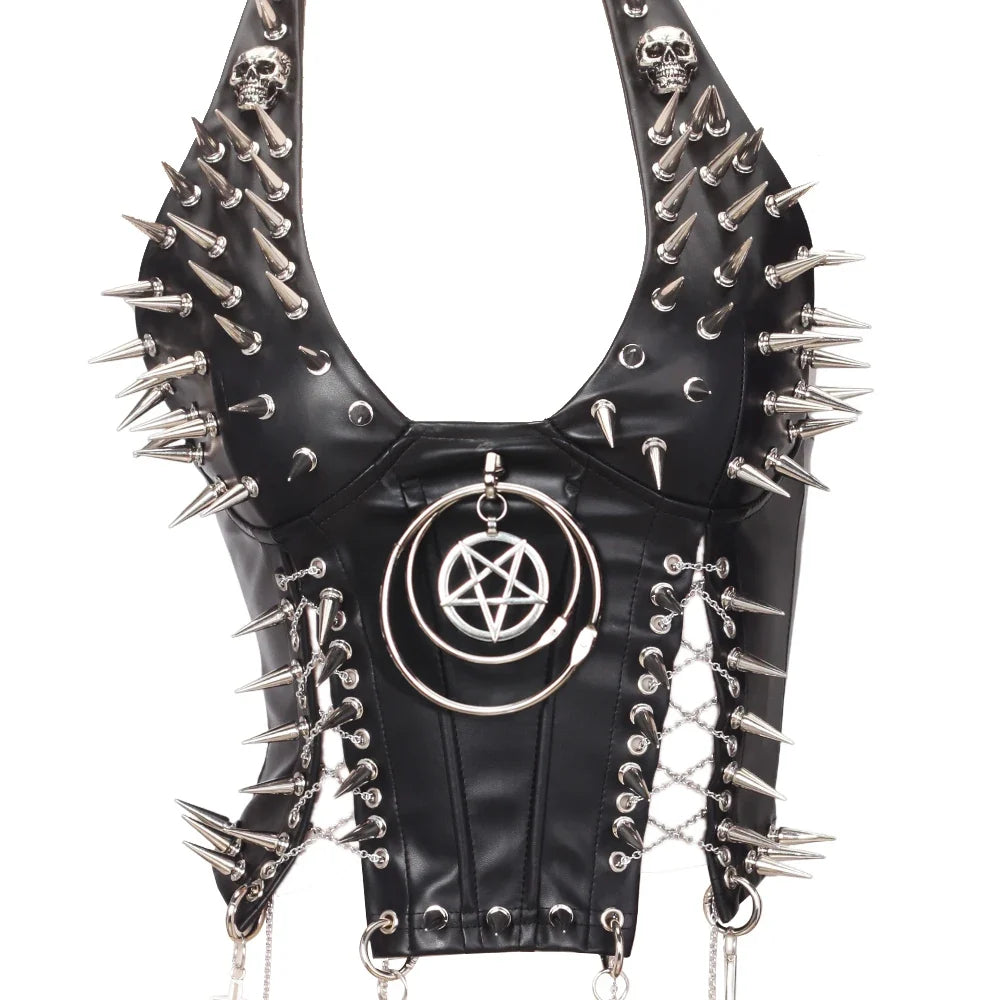 Y2K Gothic Spiked Tank Top - Punk Rock Emo Grunge Festival Style for Women