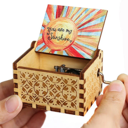 Wooden Hand Crank Jurassic Park Music Box – Classic Theme Melody Gift for Kids & Collectors