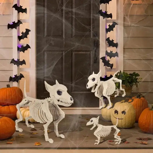 Halloween Little Wolf Skeleton Decoration – Creative Animal Skeleton Ornament for Indoor Outdoor Home & Garden Decor