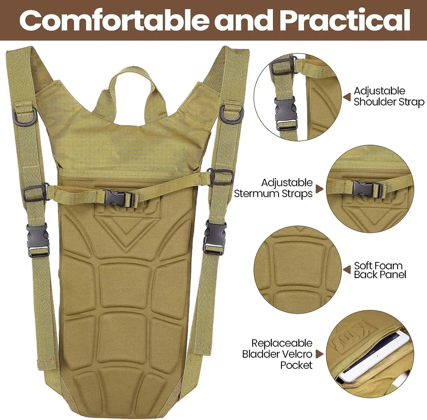 Tactical Hydration Pack Backpack: Military-Grade Waterproof Nylon Water Bag - 3L Bladder for Hiking, Cycling, Climbing