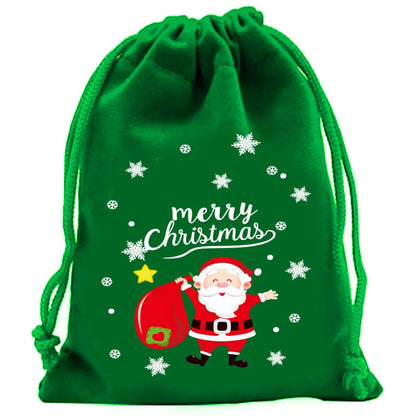 2025 Christmas Velvet Drawstring Bags – Red & Green Candy, Gift, Party, and Biscuit Storage Pouches