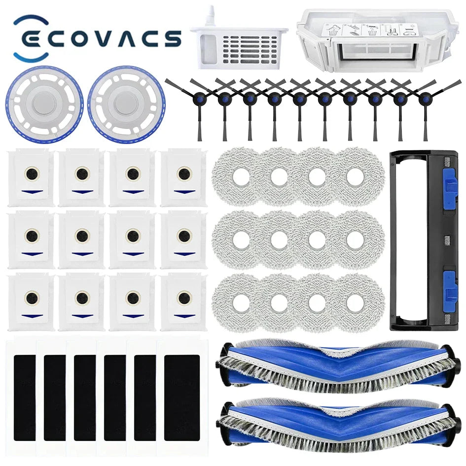 Ecovacs Deebot T30 Pro Omni / YEEDI M12 Pro+ Parts – Roller Brush, Side Brush, HEPA Filter, Dust Bag, Mop Cloth & Bracket