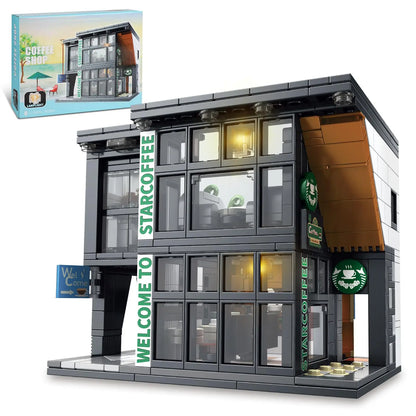 City Coffee House Building Blocks Set – 581 PCS Street View Construction Toy with Lights, Perfect Christmas Gift for Kids and Adults
