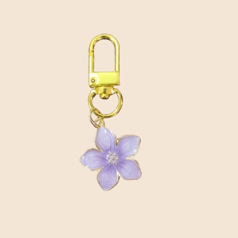 White Pear Blossom Keychain — Cute Couple Matching Keyrings & Boutique Accessories
