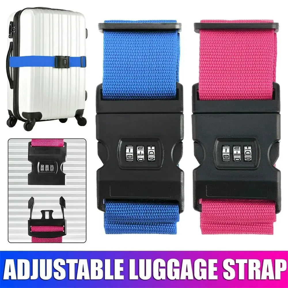 Adjustable Anti-Theft Luggage Strap — Password Lock Baggage Belt for Suitcase & Travel Bags