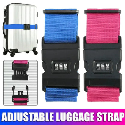 Adjustable Anti-Theft Luggage Strap — Password Lock Baggage Belt for Suitcase & Travel Bags