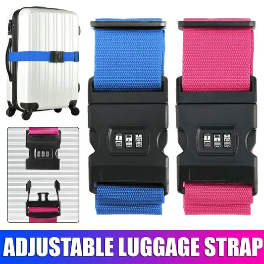 Adjustable Anti-Theft Luggage Strap — Password Lock Baggage Belt for Suitcase & Travel Bags