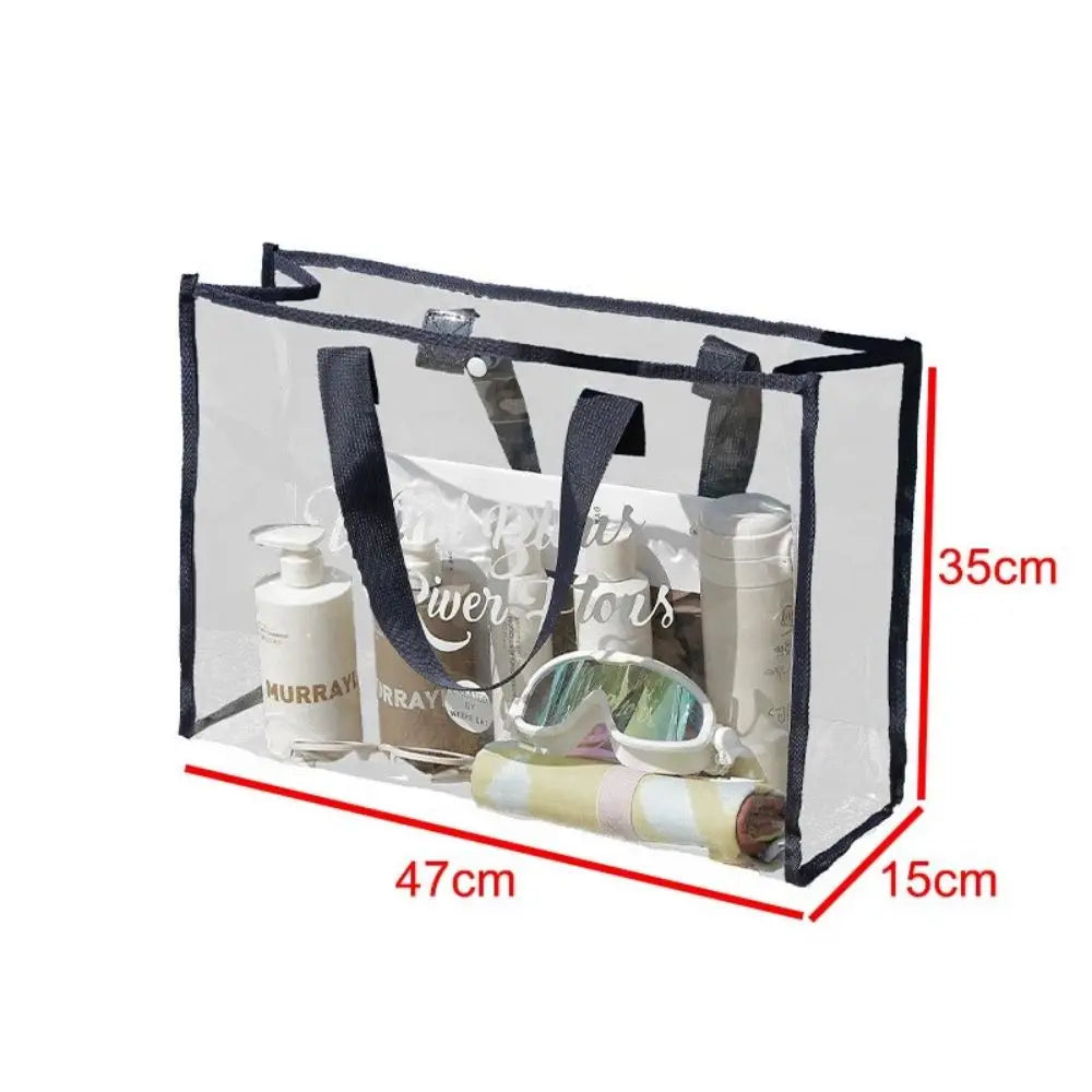 Transparent Waterproof Portable Cosmetic Bag - Fashionable PVC Travel & Beach Bag
