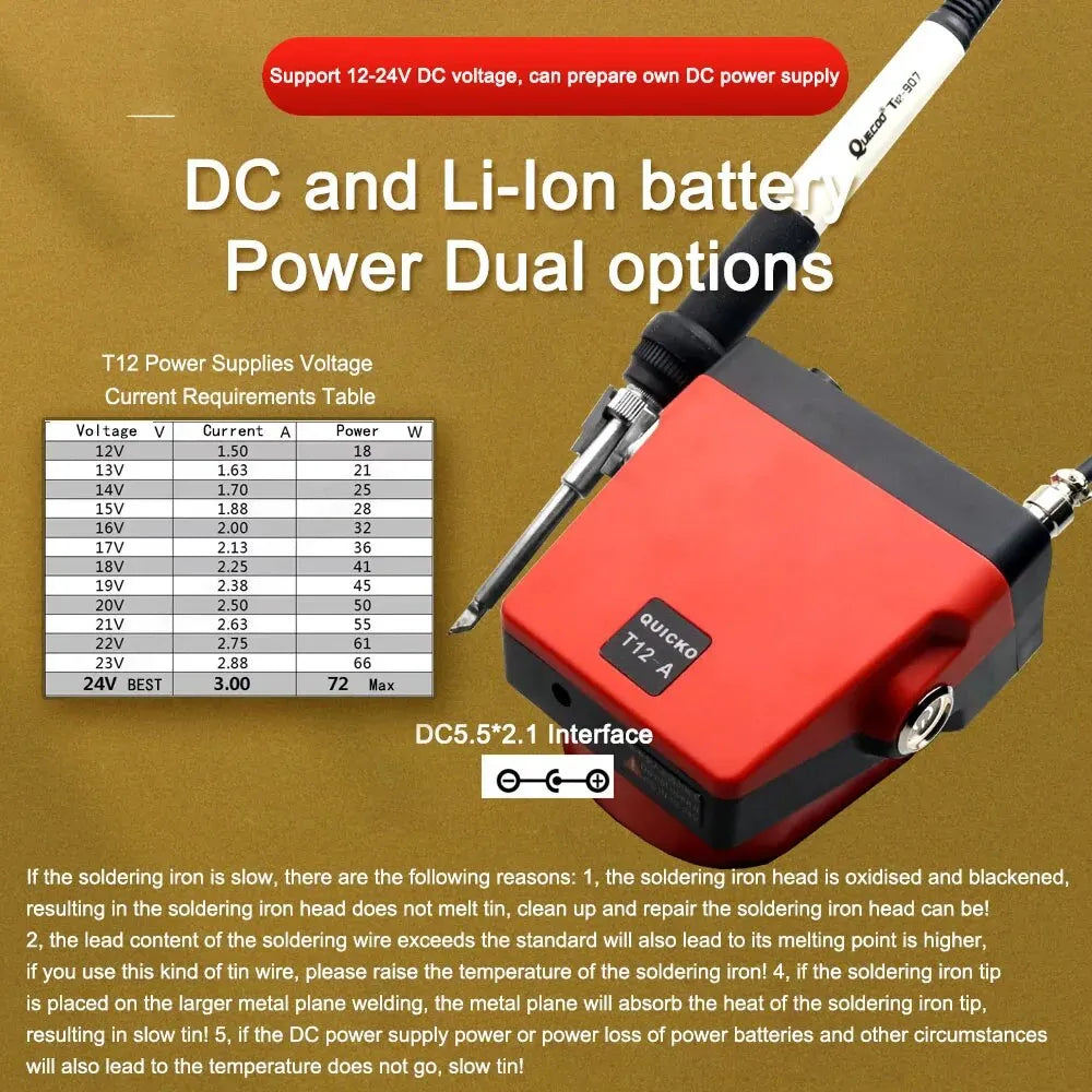 72W T12 Cordless Soldering Station – Compatible with Dewalt, Makita, Milwaukee, Worx 20V Max Li-ion Batteries, DIY Repair Tool