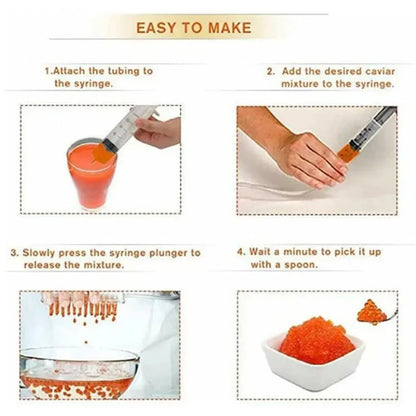 Caviar Maker Box – 96-Hole Spherification Dropper Molecular Gastronomy Kit with Spoon, Syringe, and Roe Sauce Dispenser