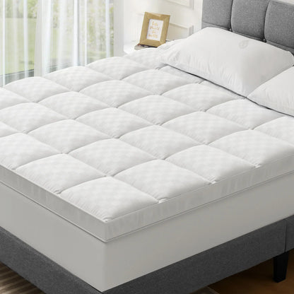 Extra Thick 5D Mattress Pad Cover - Plush Pillow Top for Twin/Full Size with 8-19 Inch Deep Pocket