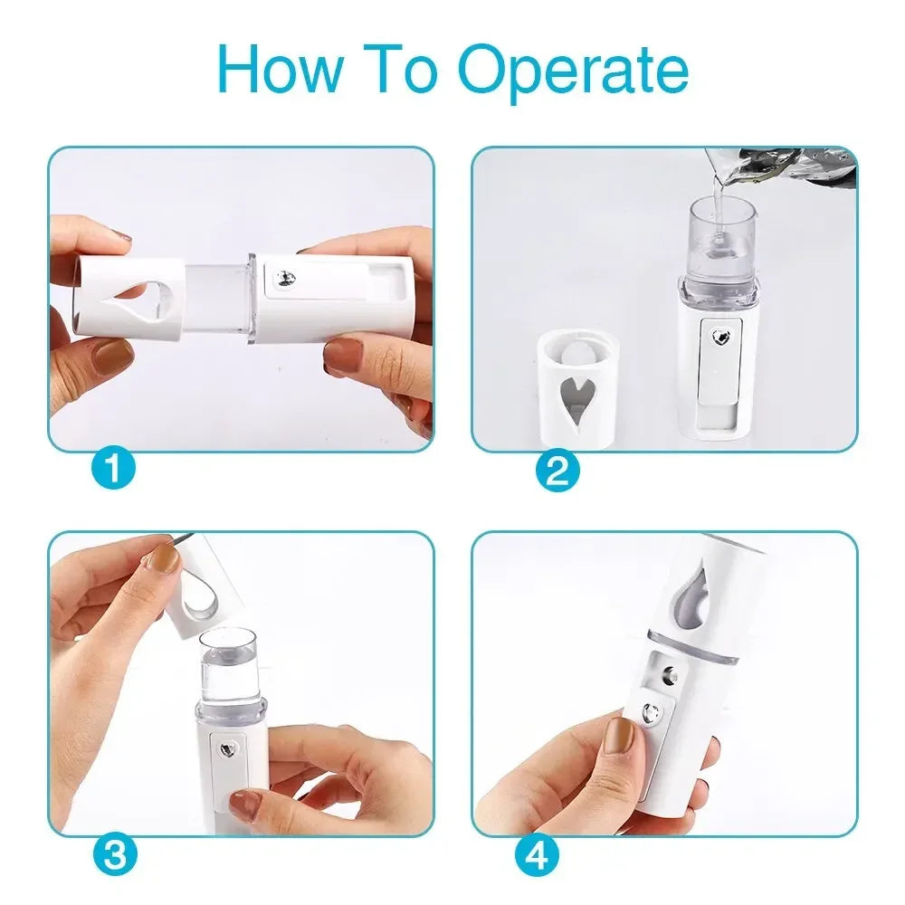 Handheld Nano Facial Mist Sprayer — Hydrating Face Steamer & Eyelash Extension Cleaner
