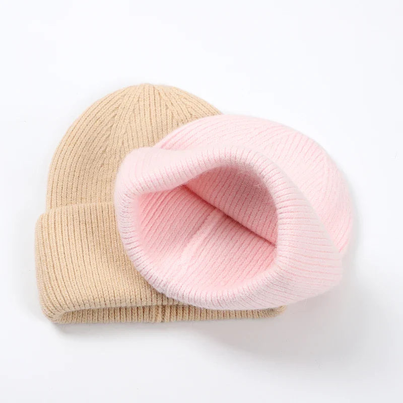 Women's Real Rabbit Fur Winter Hat - Fashionable Warm Beanie, Solid Color Adult Head Cover Cap